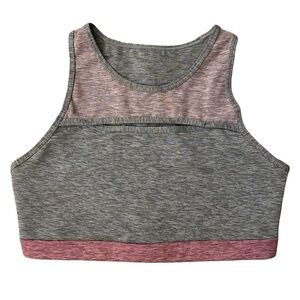 NWOT GapFit Racerback Cutout Heathered Sports Bra in Grey & Light Pink sz S